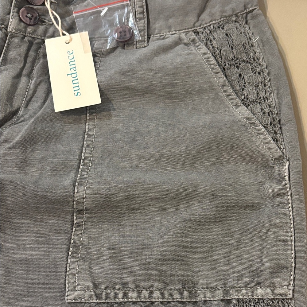Sundance Charcoal Buttoned Trousers with Lace Accents NWT Size 6P - Picture 3 of 15